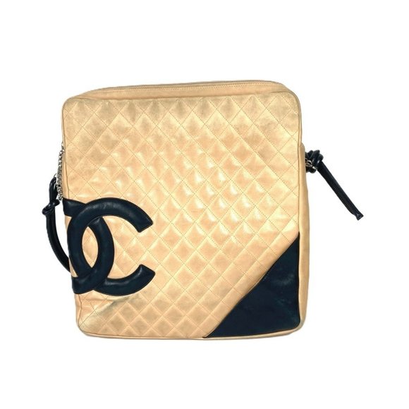 CHANEL Cambon Line CC Coco Mark Large Square Crossbody Bicolor Shoulder Bag - Picture 1 of 10